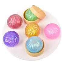 Mini Glitter Steamed Bun Squishy Toy Baozi Squeeze Toy with Steamer Box Colorful Squishy Dumpling Fidget Toy for Autism ADHD