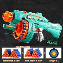 Electric Soft Bullet Gun Automatic Burst Toy Blaster with Large Drum Perfect for Outdoor Backyard Games & Party Activities