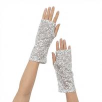 Elastic Reflective Stage Gloves Sequined Fingerless Performance Handwear  Street Dance sidabras