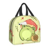 Cottagecore Aesthetic Cute Vintage Frog And Snail Thermal Insulated Lunch Bags Women Portable Lunch Storage Food Box 22x20x13cm