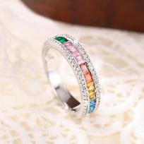 Exquisite Colored Synthetic Zircon Ring, Double-layer Transparent Halo, Can Be Layered As Jewelry, Daily Wear, Suitable for Gift Giving no. 6
