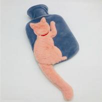 Stylish Modern Plush Cat Hot Water Bottle With Warmth Retention For Comfort And Relaxation oranžinė