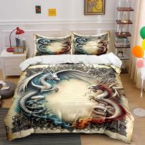 White and red dragons. Bedding sets Duvet cover sets Duvet covers Pillowcases(1 * Duvet Cover 2 * Pillowcases without duvet insert) 135x200cm