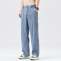 Soild Color Ultra-thin Loose Pants Men's Breathable Soft Straight Casual  Loose Simple  Sweatpants Plus Size M mėlyna