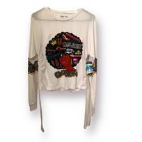 On Fire Melanin Queen Good Vibes Junior White Long Sleeve Half Shirt Size Large 2XL