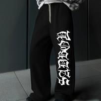 Mens Sweatpants Y2K Gothic Letter Printed Loose High Waist Wide Leg Pants Unisex Sports Pants Casual Long Pants Outdoor Streetwear S juoda