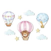 9 Pcs Hot Air Balloon Wall Decor with Clouds Stars Boho Wooden Nursery Wall Art for Living Room Bedroom Classroom Playroom A