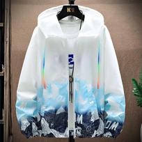 Men's Ultra-light Trendy UV Protection Quick Drying Windbreaker Anti-wrinkle  Jacket Gradient Print Clothing M mėlyna