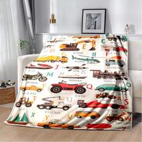 Emergency Vehicles Flannel Blanket, Soft Warm Throw with Ambulance, Police & Fire Truck Print for Kids, Cozy Bedding for Little Heroes Fans 80cm x 120cm