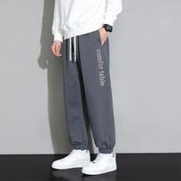 Big Size Men Sweatpants Spring Autumn Casual Baggy Jogger Pants String Banding Solid Color Sportswear Cotton Loose Trousers XL tamsiai pilka spalva