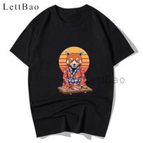 The Great Sushi Wave Men S T Shirt Kawaii Sushi Graphic Top Tees Streetwear Japan Anime M