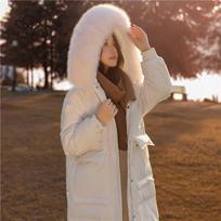 Korėjietiško stiliaus juosmuo Plonas šiltas pūkinis paltas iki kelių rudens ir žiemos naujas su gobtuvu baltas antienos pūkinis pastorintas pūkinis paltas S balta