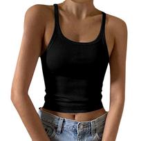 Fashionable Inner Wear Thin Bottoming Shirt Summer  Threaded Navel Exposed Slim Fit Women's Small Camisole L juoda