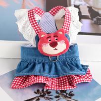 Lace Pet Apparel Harness Dresses For Little Small Dogs Puppy Animal Princess Bichon Pomeranian Summer Autumn Cat Denim Skirts XS Chest 26 to 28cm raudona