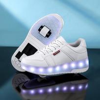 2 Wheel Roller Skates for Boys and Girls Inline Skate Shoes 2 in 1 Removable Pulley Skate Skating Children's Ice Skating Shoes 32