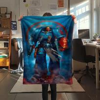 1PC Warhammer 40k Print Flannel Blanket, High quality Comfortable for All Seasons, Home Decor, Warmth and Comfort, Perfect for Christmas Gifts 80cm x 120cm