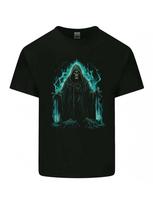 Grim Reaper Unisexs Casual Round Neck Short Sleeve 100 Cotton TShirt Dark Digital Printed TShirt 1pcs S