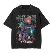 Hammer sorcerer Kugisaki Nobara Anime T Shirts Hip Hop Washed Oversize TShirts JJujutsu KKaisen Unisex Streetwear Tee Shirt S