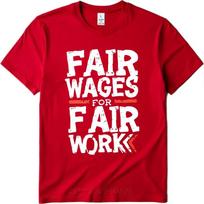 Unisex Summer Boys T Shirt Fair Wages For Fair Work Short Sleeve Workout O Neck Tees Unisex Tshirt Funny tshirt Round Neck Tee S