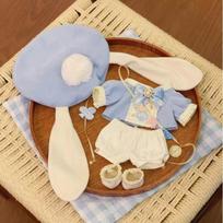 Lovely Design 20CM Cotton Doll Clothes Animal Onesie Dress-up Plush Doll Clothes Kawaii Cartoon Long Ear Rabbit Hat