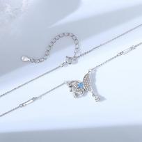 Tichia S925 Sterling Silver Pegasus Necklace - Original Butterfly Wing, Light Luxury Design, 2026 Zodiac Horse Clavicle Chain for Women S925 Silver