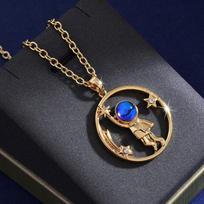 Astronaut Astronaut Long Necklace Female Couple A Pair Of Niche Design Long-Distance Love Pendant Male 18K
