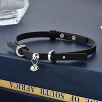 Reverse Ring Choker Binaural Bells Leather Collar Fashion Collarbone Chain Neckband