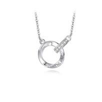 S999 Sterling Silver Mobius Double Ring Necklace: Elegant, Versatile Fashion for Men and Women Pure Silver
