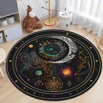 Astrology Moon Stars  Print Round Area Rugs Home Carpet Non Slip Washable Rug Kitchen Living Room Bedroom Dining Room Floor Mat 60cm