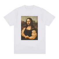 S5XLFunny Mona Lisa Fitness Tshirt Muscles Gym Casual Graphic Short Sleeve Tshirts Unisex Fashion  Casual Oversized T Shirt S