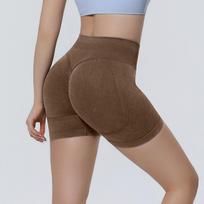 Seamless knitted sandwashed yoga shorts – high-waisted, bum-lifting, tight-fitting running, sports and fitness yoga trousers for women S