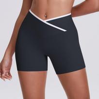 Cross-front high-waisted yoga shorts: figure-hugging, skin-tight, bum-lifting sports shorts for women suitable for both outdoor wear and fitness/yoga S
