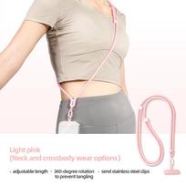 Reguliuojama nuimama kaklo virvelė telefonui, universali lauko kryžminė dirželis, kortelės klipas mobiliojo telefono dėklui Nylon / Spandex rožinė