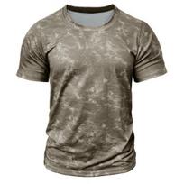 Men's Gym Muscle Tee Short Sleeve Round Neck T-Shirt Casual Printed Tee Shirt for Exercise Vacation Streetwear M chaki