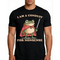 Frog Meme Funny Cowboys I Am A Conduit for Nonsense T-Shirt, Unisex Cotton Casual Round Neck Outdoor Short Sleeve T-shirt with Slight Stretch, S juoda