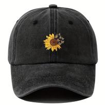 1pc Unisex Fashionable Sunflower Butterfly Baseball Cap - Washed Distressed, Lightweight & Breathable for Outdoor Sports - Adjustable, Unique Design juoda