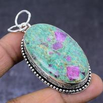Ruby Fuchsite Gemstone 925 Steling Silver Jewelry Pendant 2.48  k9M63
