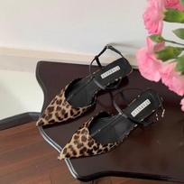 Fashion Pointed Toe Leopard Women Sandals High Heeled Sandals Sexy Slingback Woman Shoes 2025 Summer Luxury Party Pumps Slippers Mujer 35