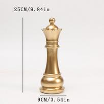 1Pc International Chess Sculpture Decoration, Resin Chess Statue, Gold Chess Pieces Window Display Ornament, Creative Home Decor