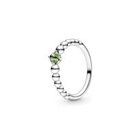 Pandora August Spring Green Bead Jewelry Metal 925 Silver Crystal Ring Women rings 198867C1054 Box,52