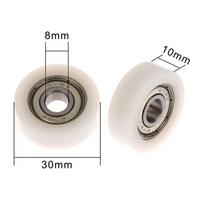 Hot! 1Pcs 608 ZZ 8*30*10mm POM Nylon Round Type Roller Wheel POM Wrapped 608ZZ Bearing Pulley Plastic Wheel Bearing Pulley