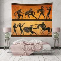 Ancient Greece Warrior Tapestry Minotaur Hunting Centaur Black Figure Pottery Classical Greek Style Gods Wall Hangings Tapestry 74x94cm(29x37in)