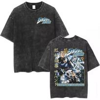 Jojos Fantasy Adventure anime Unisexs Washed TShirt   summer Cotton Character pattern unisex YK Short sleeves shirt L
