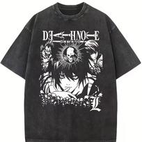 Death Note anime summer New Unisexs Washed Tshirt Oversized pattern Unisex  Cotton leisure ShortSleeve comfortable Shirt M