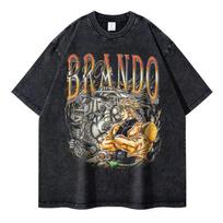 Anime JoJos Vintage Washed Steel Ball Run Short Sleeved Round Neck Yk Tshirt Men Clothing New in Top  Tees Mens TShirt S