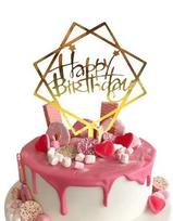 Topper Dekoracja Na Tort Happy Birthday Złoty