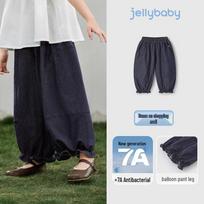 JELLYBABY Girls' French Lace Tapered Denim Pants 130 džinsinio mėlyna spalva
