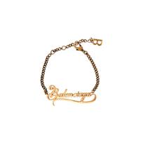 Balenciaga Logo Tag Chain Brass Bracelet Women bracelet 674579TZ99J0604 Box+Dust Bag,F,Gold