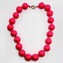 Retro Colorful Round Beads Choker Acrylic Boho Style Beaded Large Handmade Knot Rope Women Necklaces Jewelry Gift rožinė raudona spalva