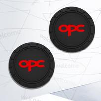 2pcs PVC For Opel OPC LOGO Astra Adam GSI Corsa Ampera Zafira Car Coaster Water Cup Anti-Slip Silicone Pads Interior Decoration